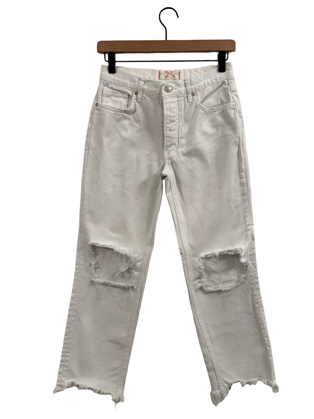 Free People White Distressed Men’s Jeans - Classic Straight Fit